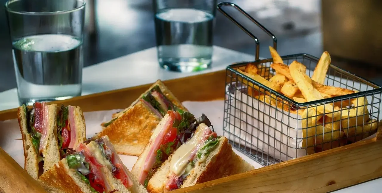 Bariatric-friendly sandwich and fries meal. Learn about balanced fast food choices at YesversusNo.net.