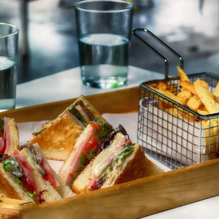 Bariatric-friendly sandwich and fries meal. Learn about balanced fast food choices at YesversusNo.net.