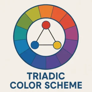 A colour palette showing a triadic colour scheme with orange, green, and blue, demonstrating a vibrant and dynamic colour combination for orange dress. This approach is perfect for those who enjoy bold fashion. For more styling tips, check out yesvsno.net.