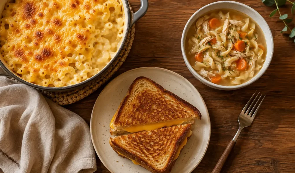 yes or no to comfort food overhead flat lay mac and cheese - YesVsNo.net