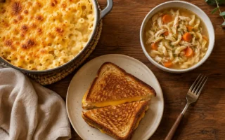 yes or no to comfort food overhead flat lay mac and cheese - YesVsNo.net