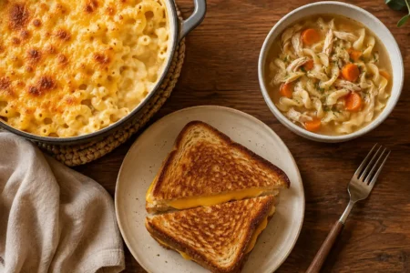 yes or no to comfort food overhead flat lay mac and cheese - YesVsNo.net