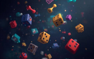 A variety of colorful dice from various board games, representing the fun and randomness found in many of the best board games, such as Monopoly or Catan. Yes