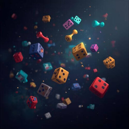 A variety of colorful dice from various board games, representing the fun and randomness found in many of the best board games, such as Monopoly or Catan. Yes