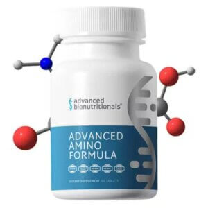 Advanced Amino Formula bottle from Advanced Bionutritional with molecular structure graphics on the label-best-supplements