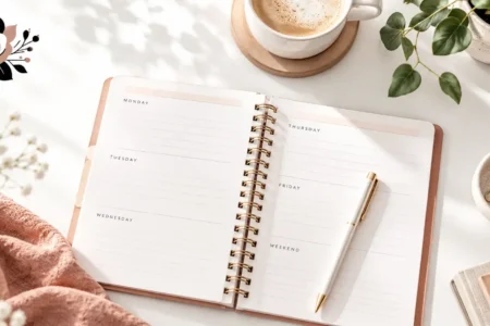 A clean, simple flat-lay of an open weekly planner with a pen resting on it, soft natural light, bright and modern, no identifiable branding or logos.yes or no to planning your week on sunday featured image.