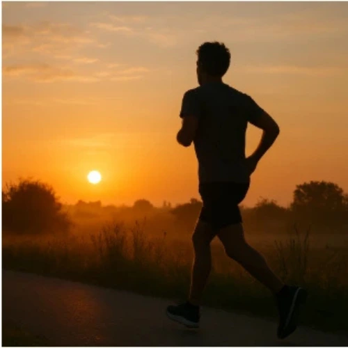 Rise and shine: runner jogging at sunrise, wake up quotes inspiration — yesvsno.net