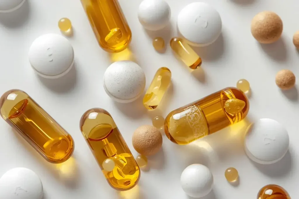 Variety of capsules and supplements, including magnesium glycinate for sleep, featured on YesVsNo.net.