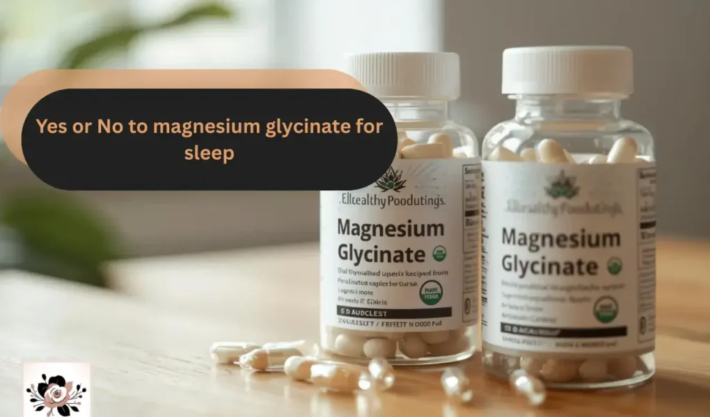 Magnesium Glycinate supplement bottles, promoting sleep support with magnesium glycinate for sleep from YesVsNo.net.