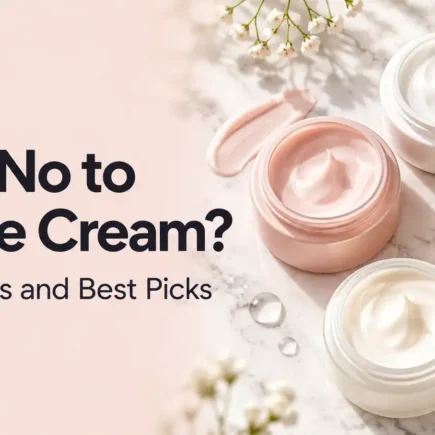 Yes or No to Peptide Cream featuring four skincare cream jars in white, blush pink, and gold, highlighting peptide cream benefits, uses, and best picks.